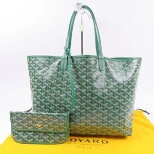 RARE Authentic Goyard Goyardine Saint Louis PM Green Shoulder Tote Bag & Pouch